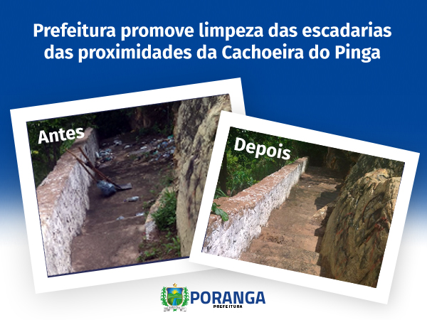 Prefeitura promove limpeza das escadarias das proximidades da Cachoeira do Pinga
