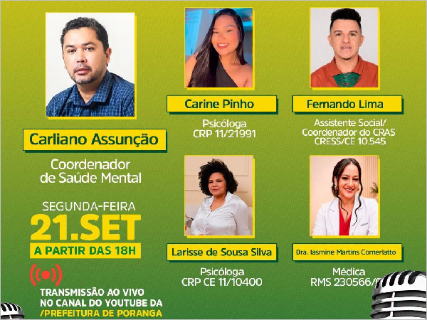 Prefeitura de Poranga promove podcast sobre saúde mental e autocuidado